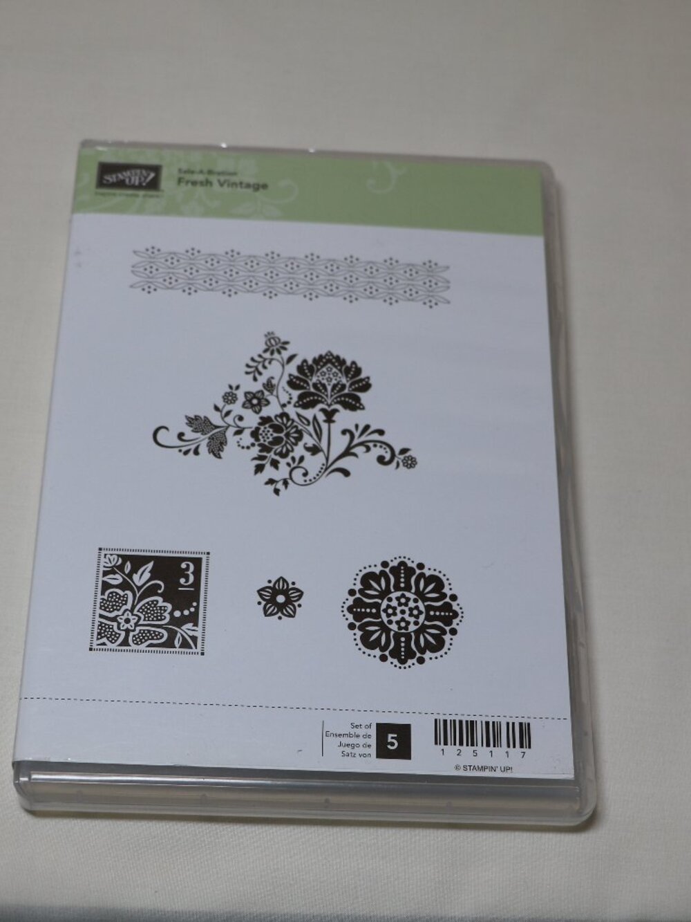 Stampin Up Fresh Vintage 5 piece red rubber stamp set